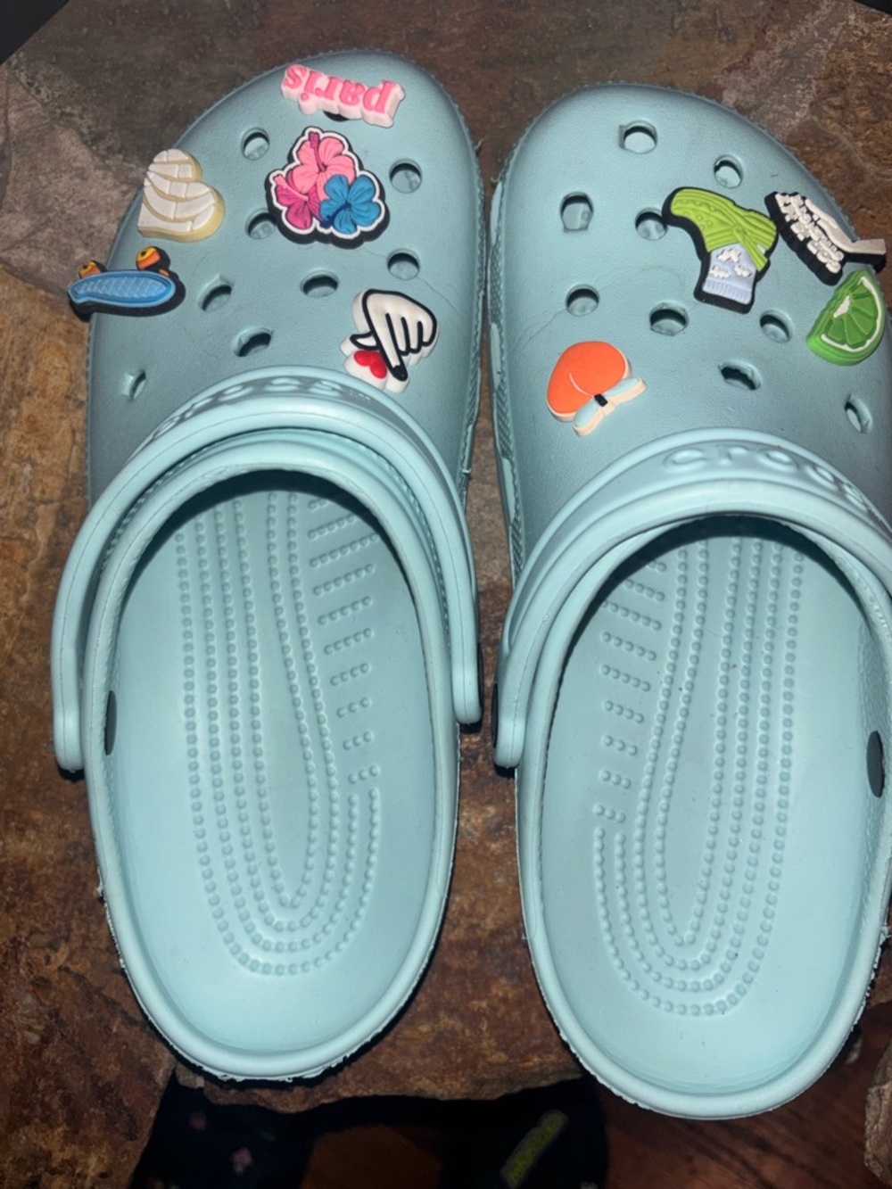 CROCS Light Blue Woman’s Clog Shoes with Decorative Charms